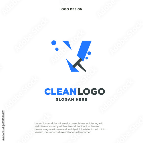 Letter V with windows cleaning logo