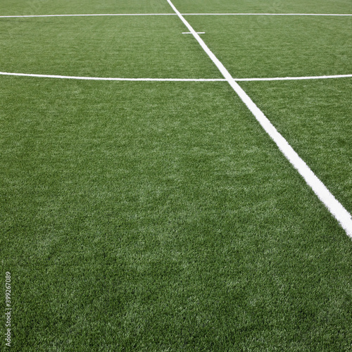 Soccer field with markings.