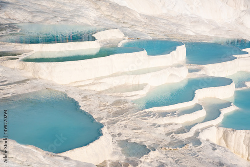 Pamukkale, natural pool with blue water, Turkey tourist attraction