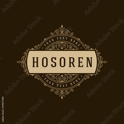 Vintage logo template elegant flourishes ornaments vector illustration