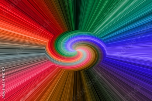 Tangled color strips in the middle. Colorful and looping illustration