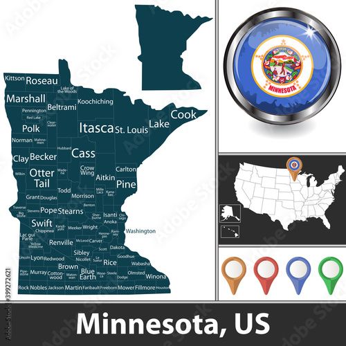 Map of Minnesota, US