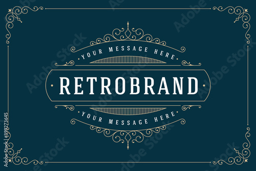Vintage logo template vector elegant flourishes ornaments vignettes
