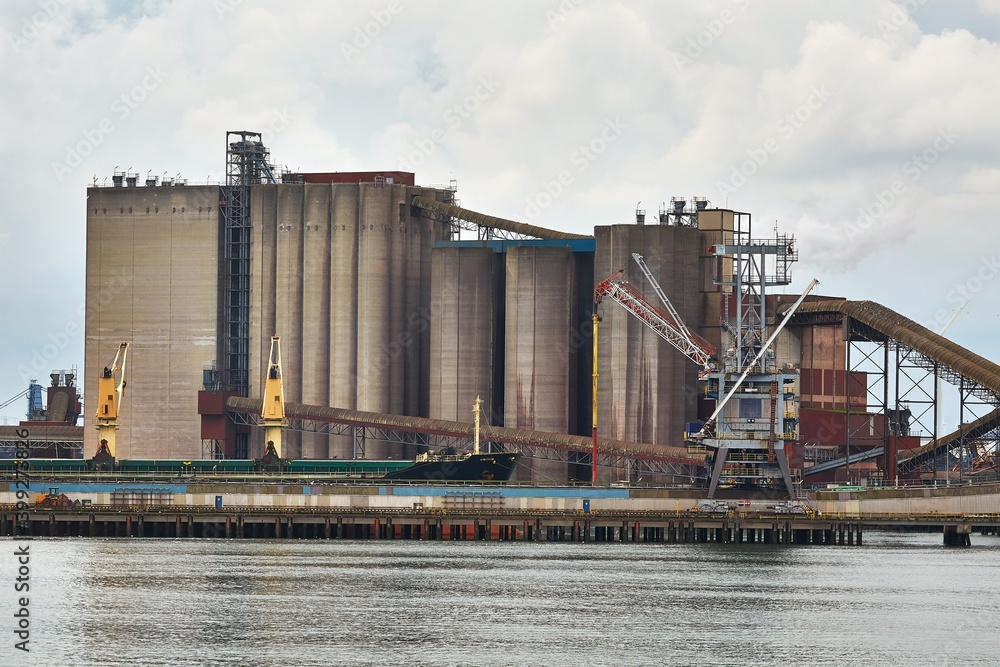Rusty industrial structures of the bulk cargo terminal in the port of Rotterdam Rusty industrial structures of the bulk cargo terminal in the port of Rotterdam