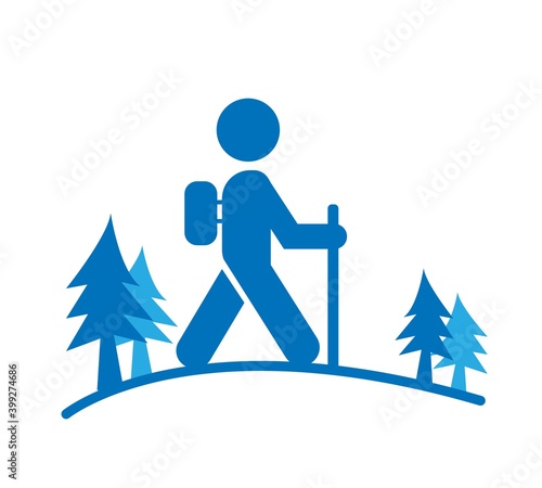 Hiker Walking Through Woods Icon