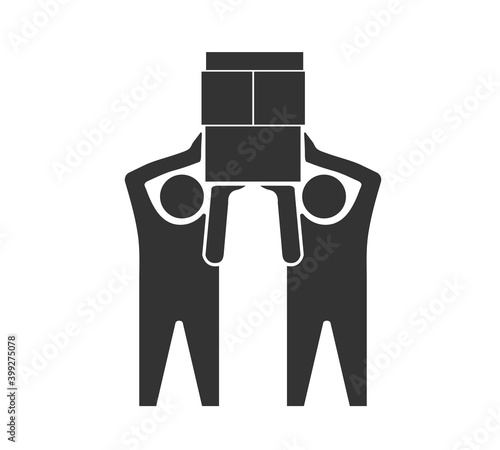 Man Moving Box Pictogram Icon Illustration design