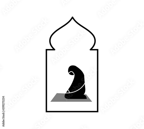 Prayer Room Icon. Moslem Praying Area Vector Illustration. Salat Place Sign and Symbol. Islamic Activities Logo Template. EPS 10.