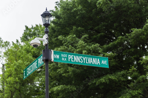 Pennsylvania Avenue street sign near the White House in Washington, DC