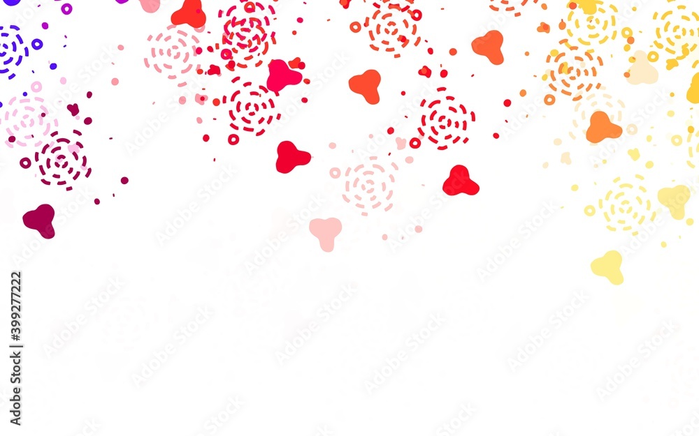 Obraz premium Light Red, Yellow vector backdrop with memphis shapes.