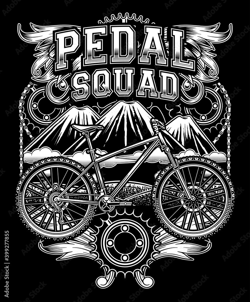 design for a mountain bike team with the name pedal squad Stock Vector Adobe Stock