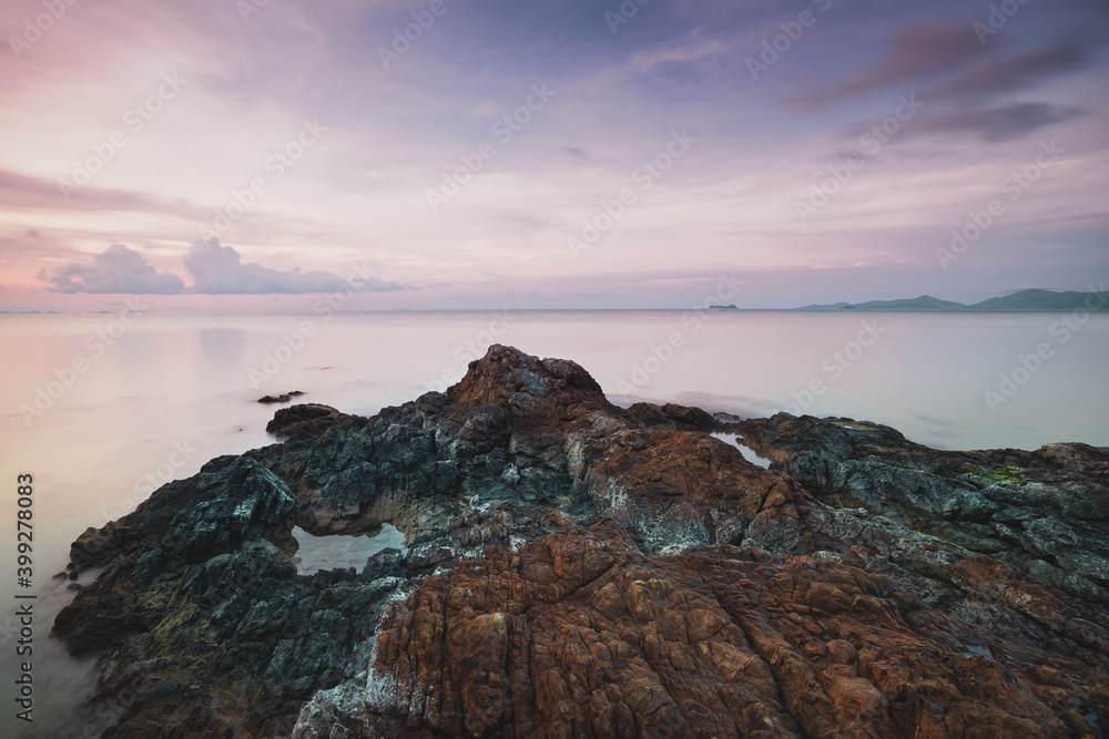 pastel colour sky in twilight time. Beautiful sea view for background. Tropical sea in evening. Soft colour long exposure photo. pastel colour sky in twilight time. Beautiful sea view for background. Tropical sea in evening. Soft colour long exposure photo.