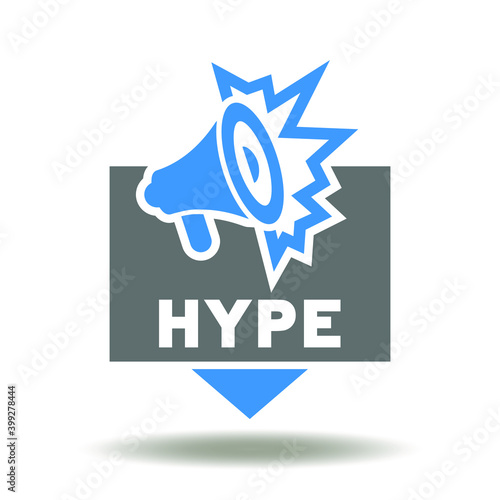 Speech bubble with shout megaphone and hype word icon vector. Advertising Hype Campaign Symbol.