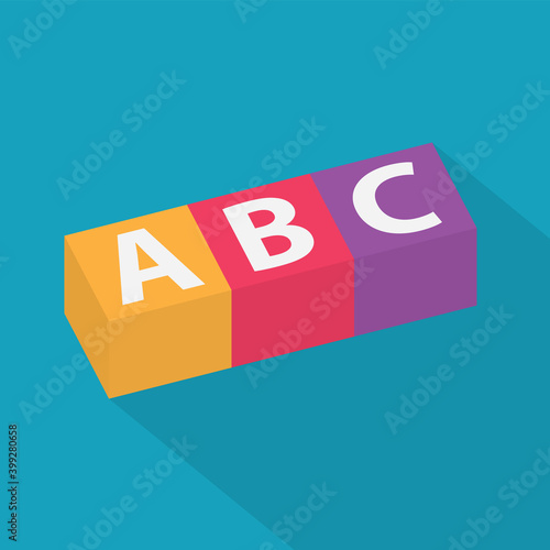 ABC letters alphabet on cube blocks - vector illustration