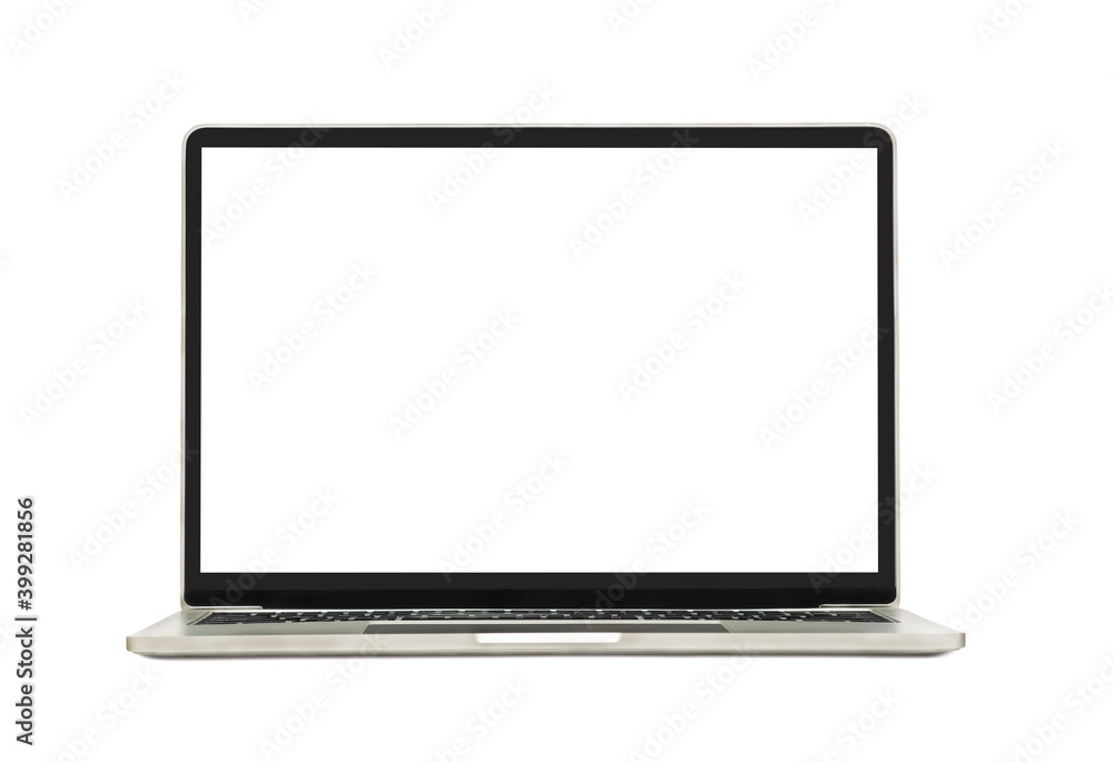 Laptop open with a blank screen or mockup computer for apply screen display on web and app isolated on white background with clipping path Laptop open with a blank screen or mockup computer for apply screen display on web and app isolated on white background with clipping path