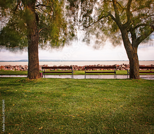 Bench at lake Balaton