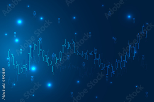 Business candle stick graph chart of stock market investment trading on blue background design. Bullish point, Trend of graph. Vector illustration