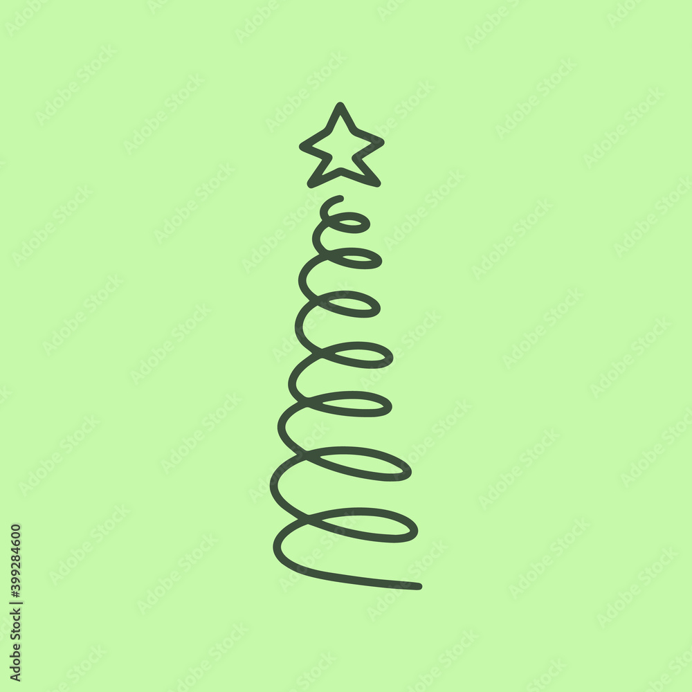 Black pine tree wave line counter hand drawn illustration. Curve spiral eve image greeting card winter cut out on green background postcard. Calligraphy creativity graphic design typography element Black pine tree wave line counter hand drawn illustration. Curve spiral eve image greeting card winter cut out on green background postcard. Calligraphy creativity graphic design typography element