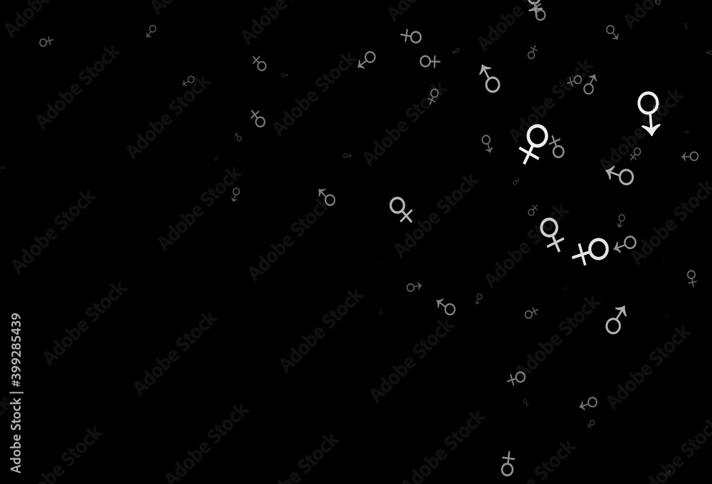 Dark silver, gray vector backdrop with gender signs. Dark silver, gray vector backdrop with gender signs.
