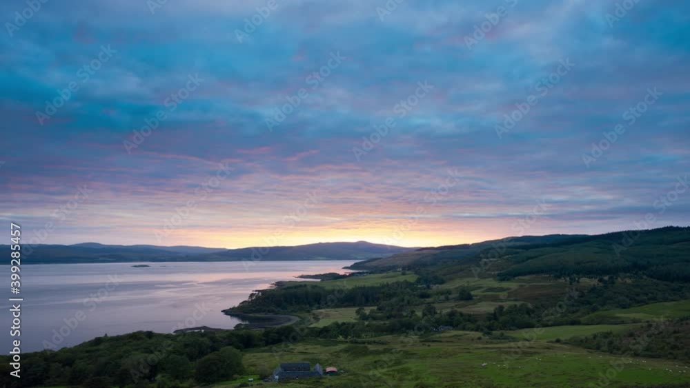 HYPERLAPSE AERIAL shot travelling up the Sound of Mull, Scotland HYPERLAPSE AERIAL shot travelling up the Sound of Mull, Scotland