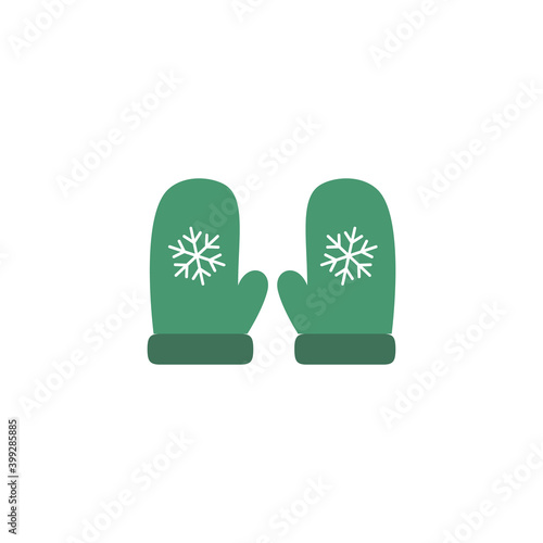 Pair of gloves winter isolated on white background. Vector illustration. Warm mitten icon. Christmas greeting card with mittens. © iukhym_vova