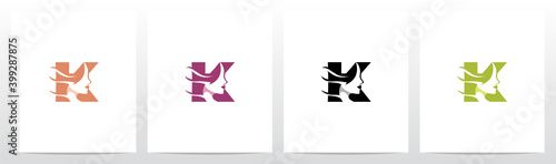 Woman Face With Wavy Hair Logo Design K