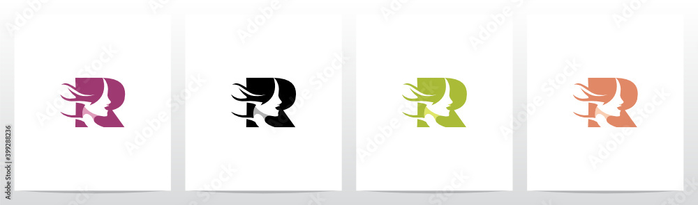 Woman Face With Wavy Hair Logo Design R