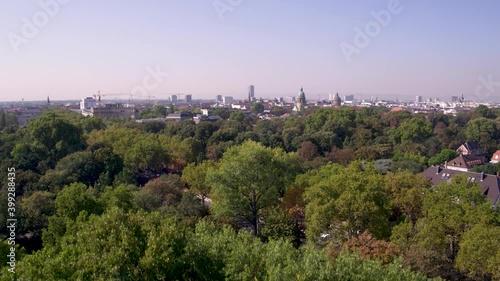 Pan up above Lush Green City Panorama of Mannheim