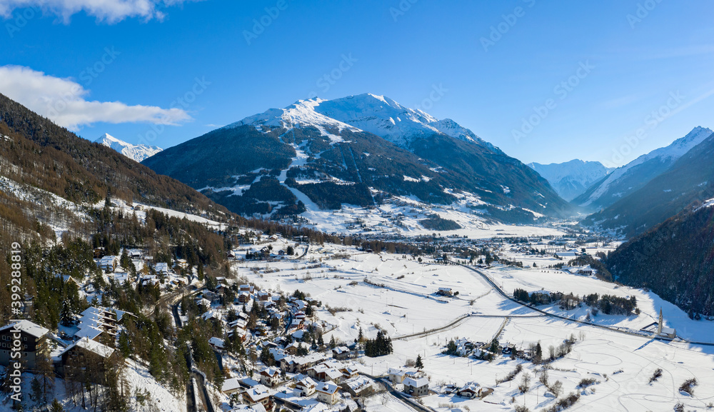 Bormio, Italy, view of the town in winter