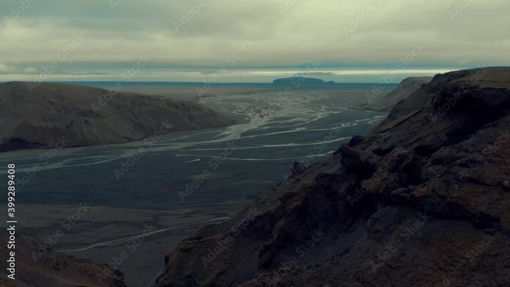 video with a 4k drone flying over Katla Geopark, Kerlingardalsvegur, Iceland with its mountains and melting glaciers video with a 4k drone flying over Katla Geopark, Kerlingardalsvegur, Iceland with its mountains and melting glaciers