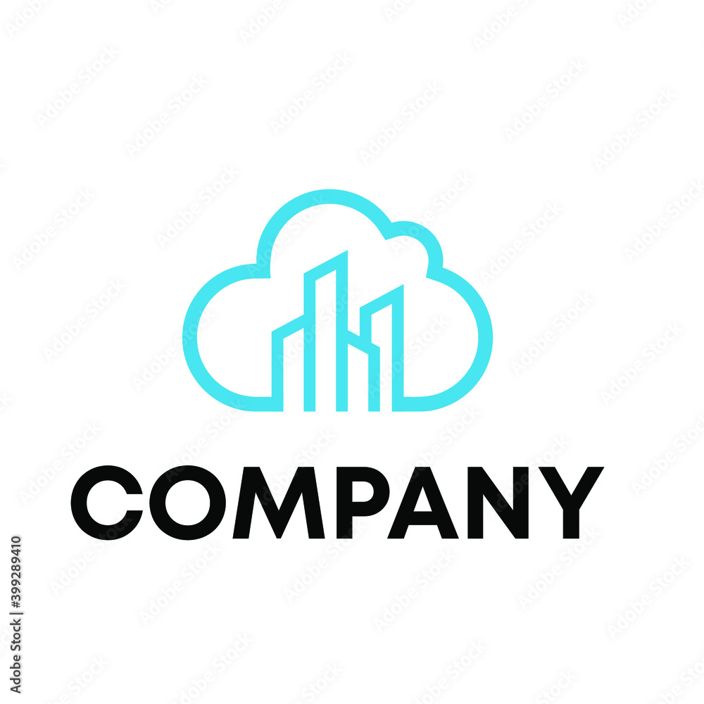cloud with building logo cloud with building logo