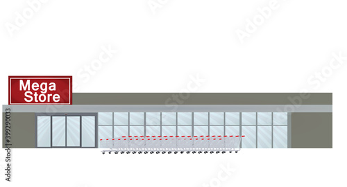 Mega store building. vector illustration