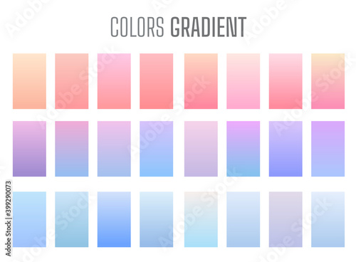 Set of pastel gradient colourful backgrounds. Modern display themes. Template design for mobile app.