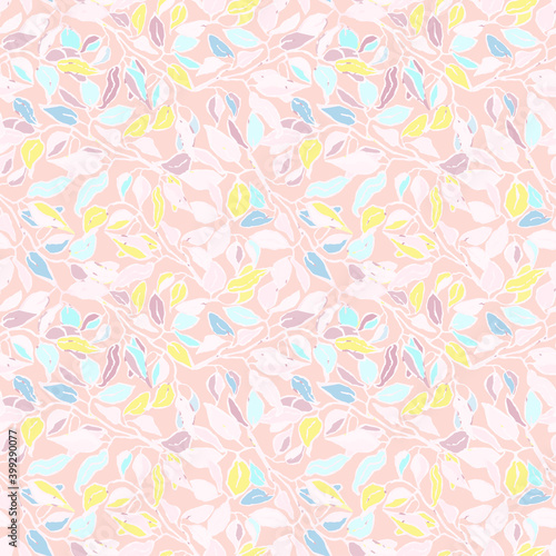 Vector seamless background with colorful watercolor illustration of foliage and plants. Can be used for wallpaper  pattern fills  web page  surface textures  textile print  wrapping paper