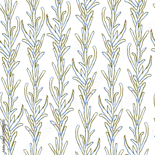 Vector seamless background with colorful illustration of herbs, plants. Use it for wallpaper, textile print, pattern fills, web page, surface textures, wrapping paper, design of presentation
