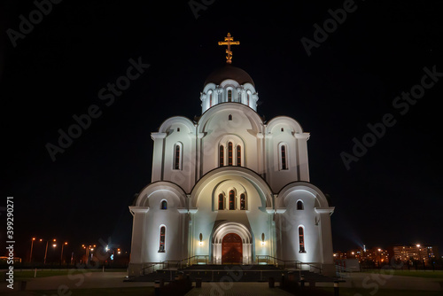 The Orthodox church at night in Lasnamae, Tallinn.
