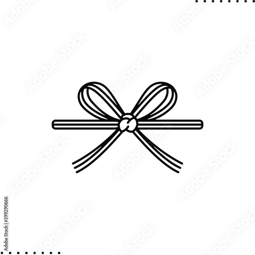 Japanese traditional pattern, bow for burial or funeral, also for a wedding in Japan vector icon in outlines