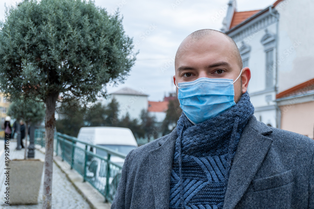 Portrait of businessman with face mask Portrait of businessman with face mask