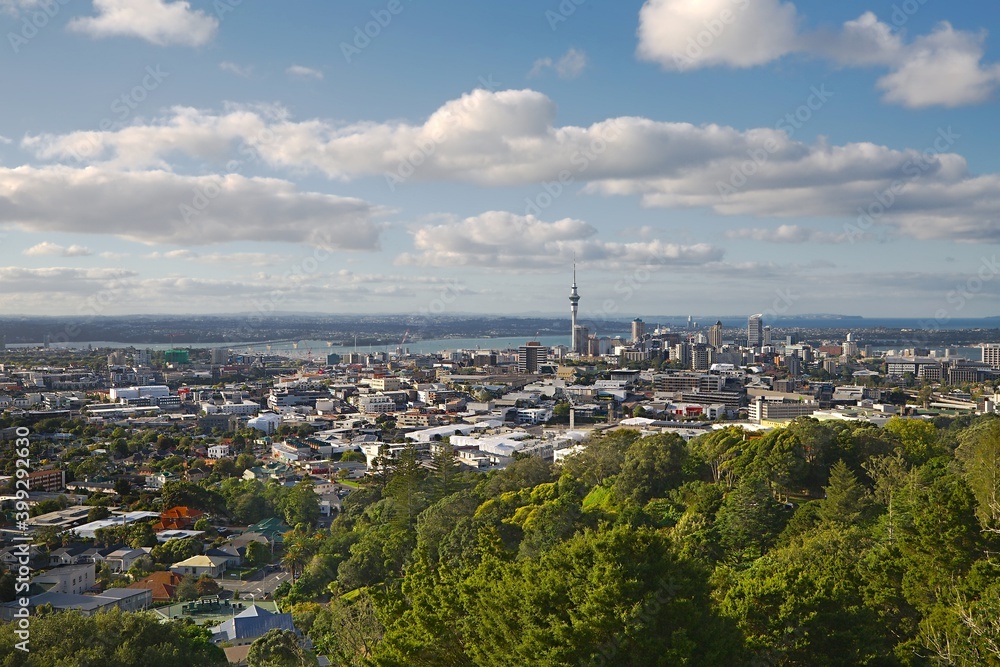 Auckland, New Zealand city panorama, viewed from Mount Eden