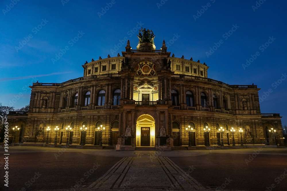 The Semperoper in Dresden at night