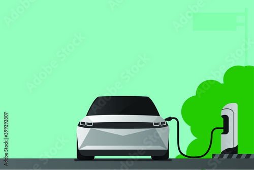 Electric car charing vector illustration