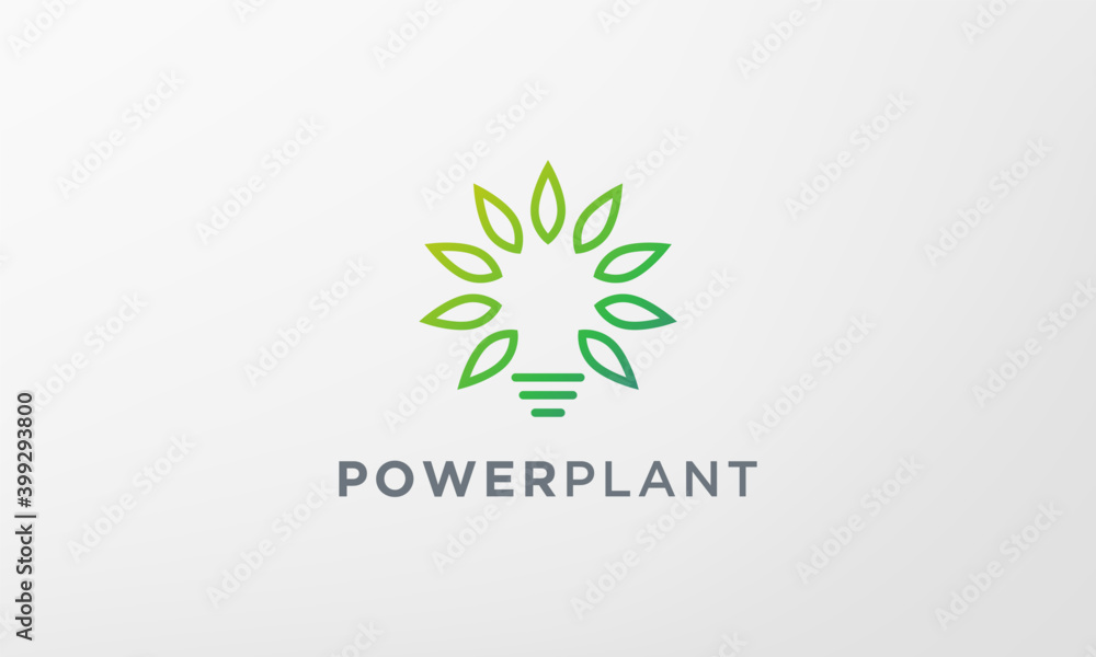 simple green plant light bulb logo in modern style simple green plant light bulb logo in modern style