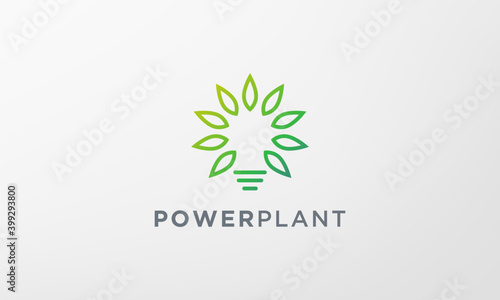 simple green plant light bulb logo in modern style