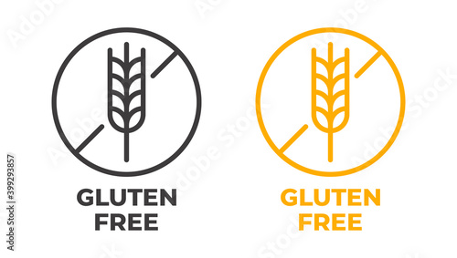 Gluten free vector icon. Set of two gluten free icons isolated on white background
