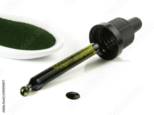Konstfotografi Liquid Chlorophyll isolated on white Background