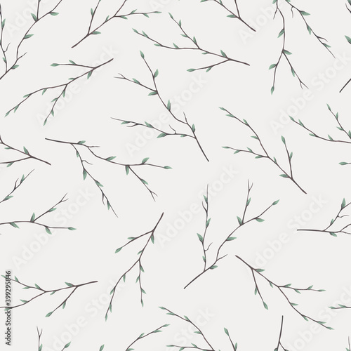 Spring branches. Hand-drawn seamless pattern