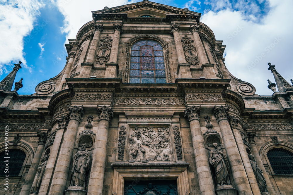Fototapeta premium Aged catholic church with arched windows
