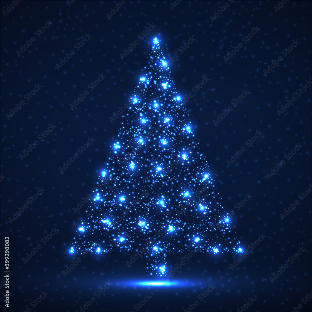 Abstract christmas tree of glowing particles, vector illustration Abstract christmas tree of glowing particles, vector illustration