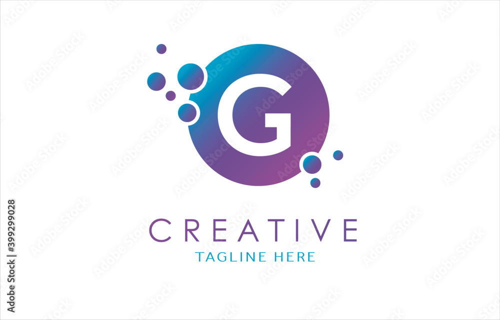 Fototapeta premium Dots G Letter Logo in Beautiful Gradient Color. G Letter bubble Vector.