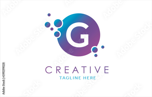 Dots G Letter Logo in Beautiful Gradient Color. G Letter bubble Vector.