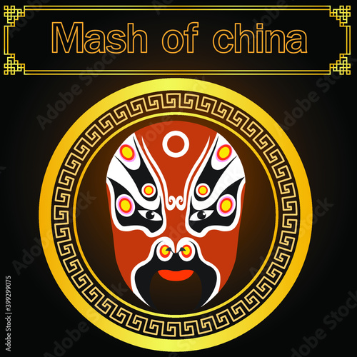 Vector illustration. Beijing opera mask of ancient people.